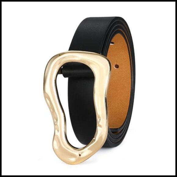 Faux Leather Belt with Gold Buckle for Jeans and Dresses main image 7